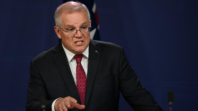 PM Scott Morrison said his government would be taking “more action” on transit passengers. Picture: NCA NewsWire/Bianca De Marchi