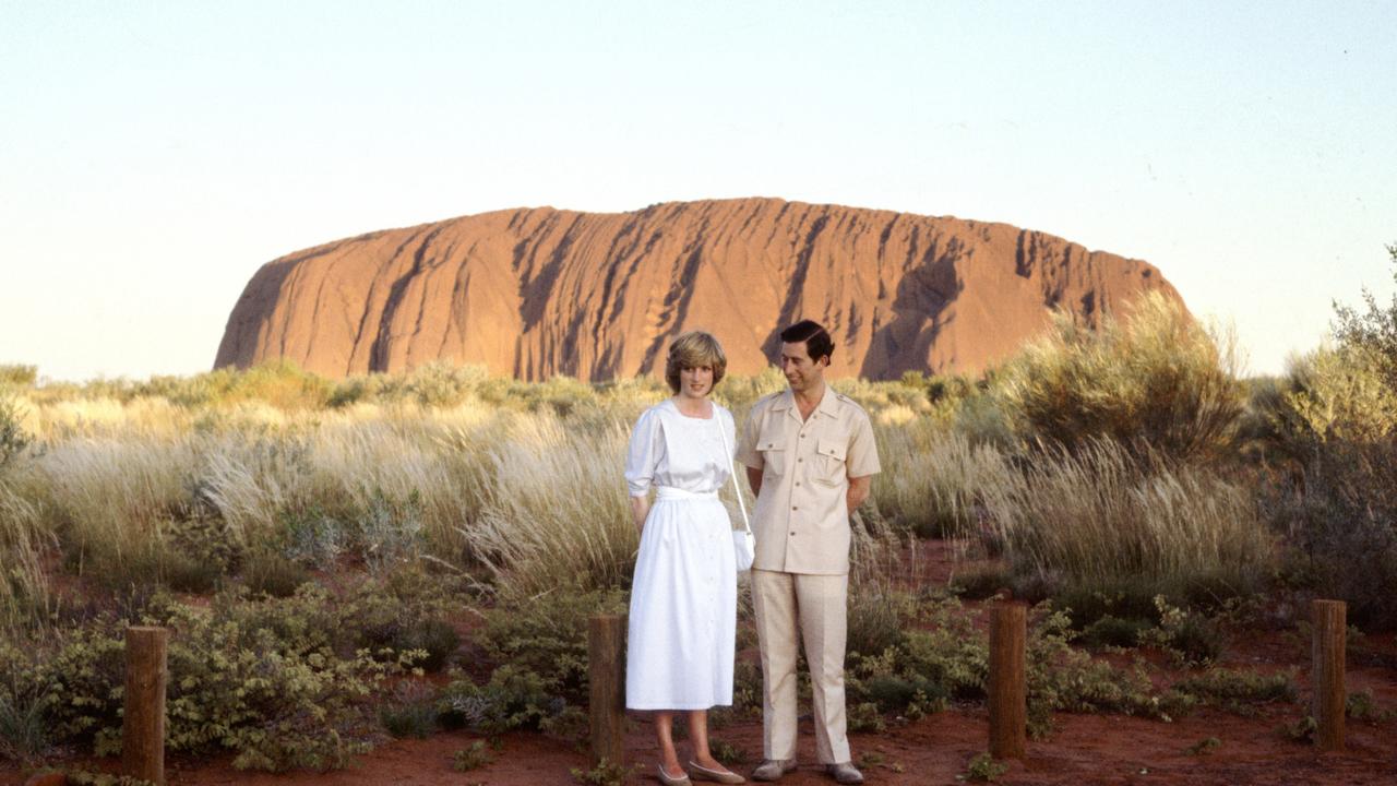 Diana and Charles posed in front of Uluru in 1983. Picture: Tim Graham/Getty Images