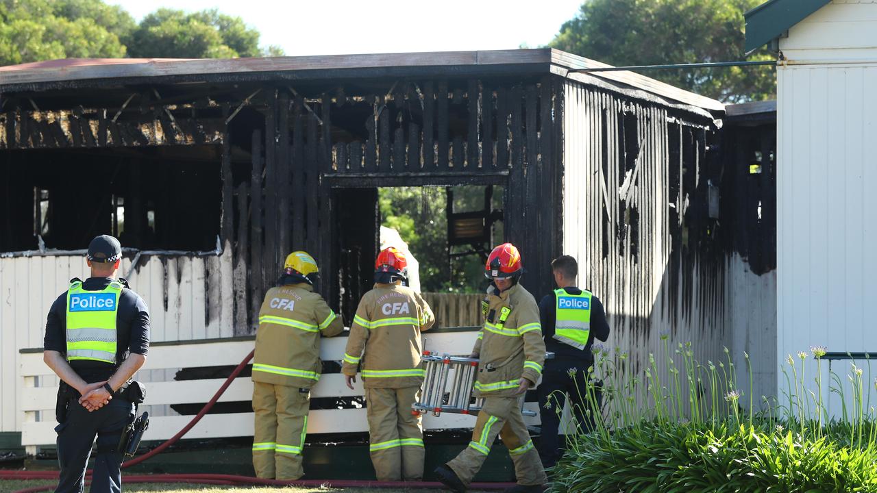 Emergency services on the scene of a suspicious fire at the St Paul's Anglican Church in St Leonards. Picture: Alison Wynd