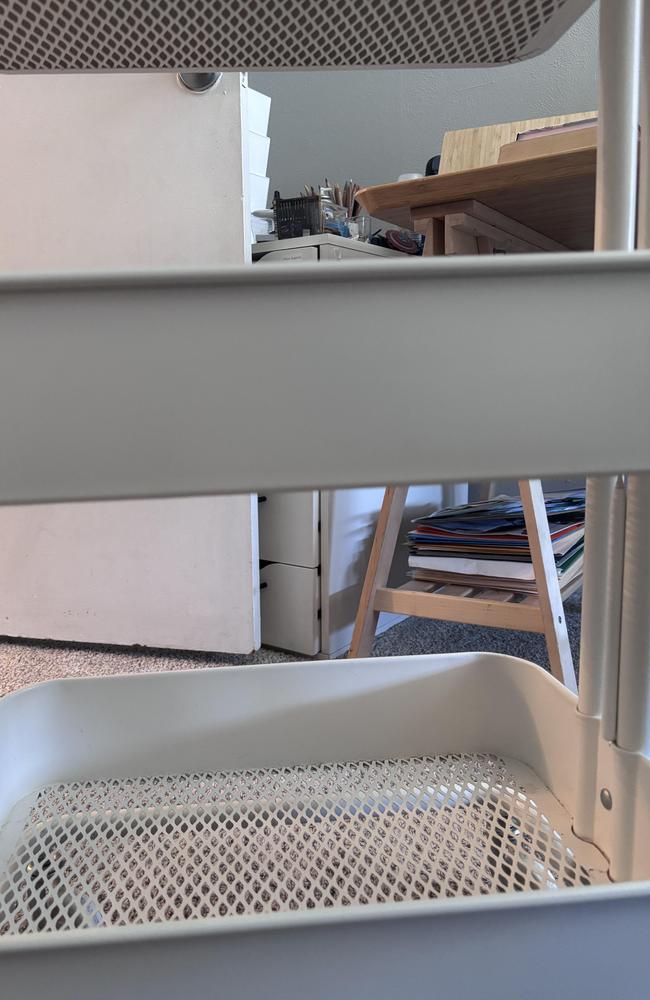 A man has shared a photo of a white storage cart contained an Apple Pencil. Can you spot it? Picture: Reddit