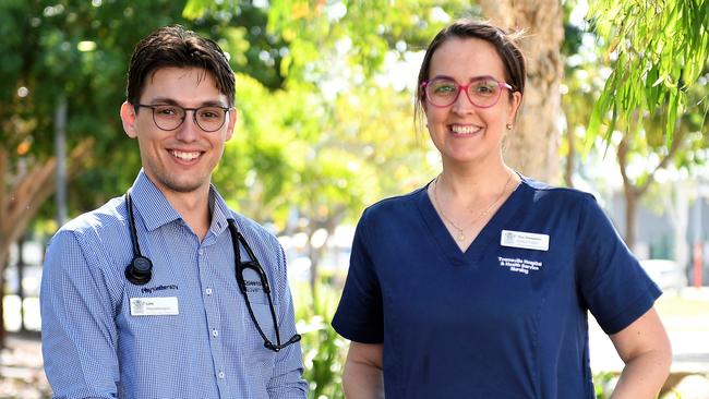 Townsville Hospital and Health Service physiotherapist Luke Ibell and clinical coach Tina Thompson. THHS has launched two online surveys for members of the North Queensland community as well as regional medical professionals to help shape the future of healthcare across the region. Picture: Supplied