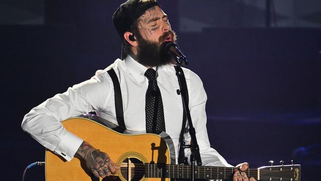 Post Malone performing during the Songwriters Hall of Fame Induction and Awards Gala in New York City this year. Picture: Angela Weiss