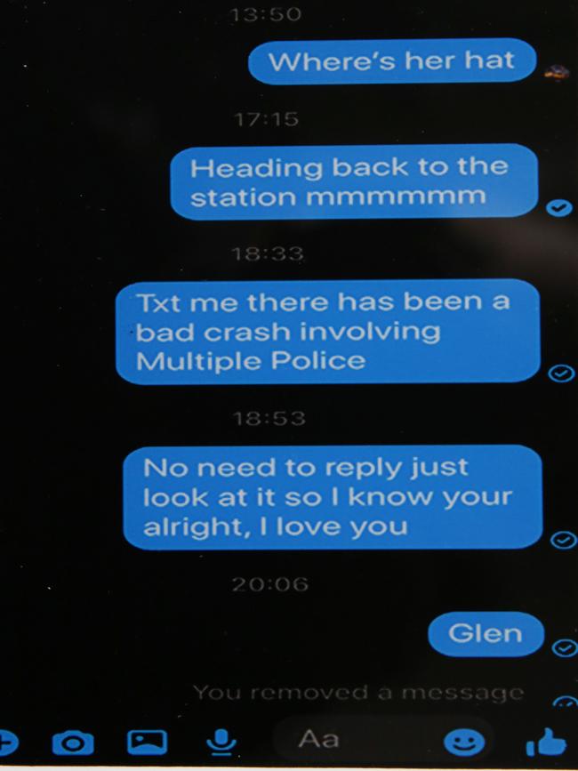 The text messages Todd sent Glen on the day of the crash.