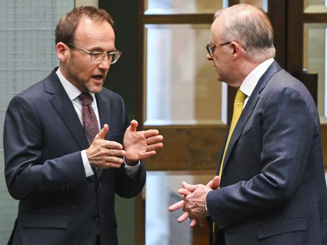 CANBERRA, AUSTRALIA, NewsWire Photos. SEPTEMBER 5, 2023: Leader of the Australian Greens Adam Bandt and Anthony Albanese during Question Time at Parliament House in Canberra. Picture: NCA NewsWire / Martin Ollman