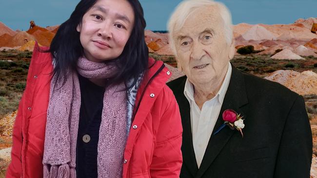 Former opal miner Eric Mavropoulos, 86, and Angela Chu, 50, an international gem dealer.