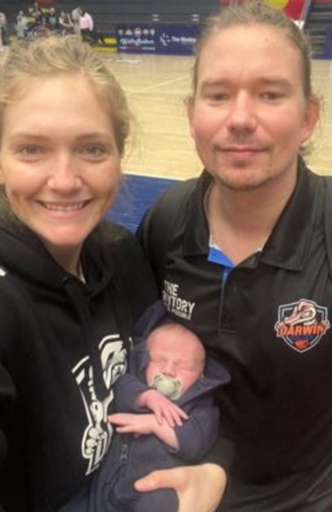 Claire-Maree and Matty Hunt with baby Xavier. Picture: Matty Hunt.