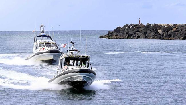 Point Danger Marine Rescue boats on patrol in the Tweed River. Picture: Scott Powick