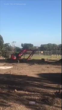 Construction progress of the Woodcroft Dog Park