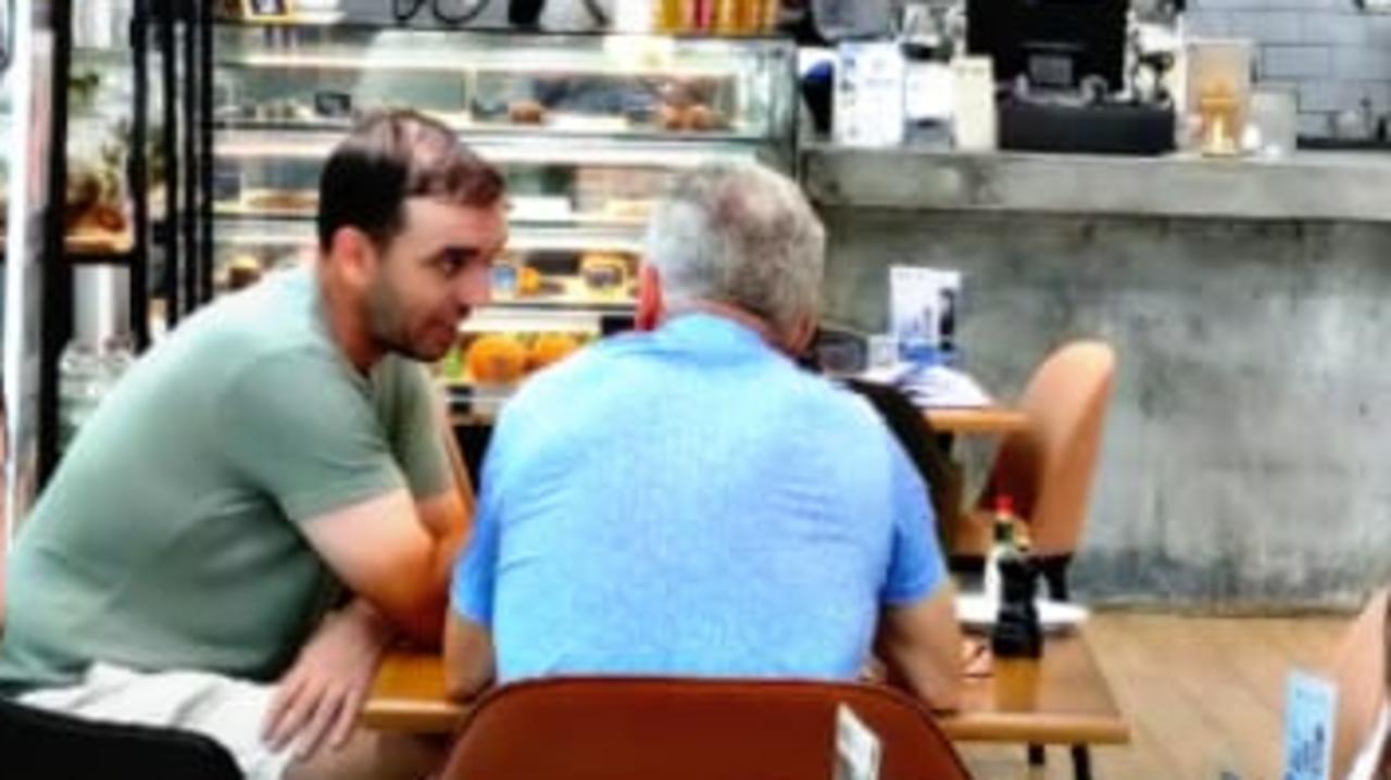 A social media photo from a Dubai cafe appears to show Kinahan with his son, Christopher Jr (left). Picture: Facebook