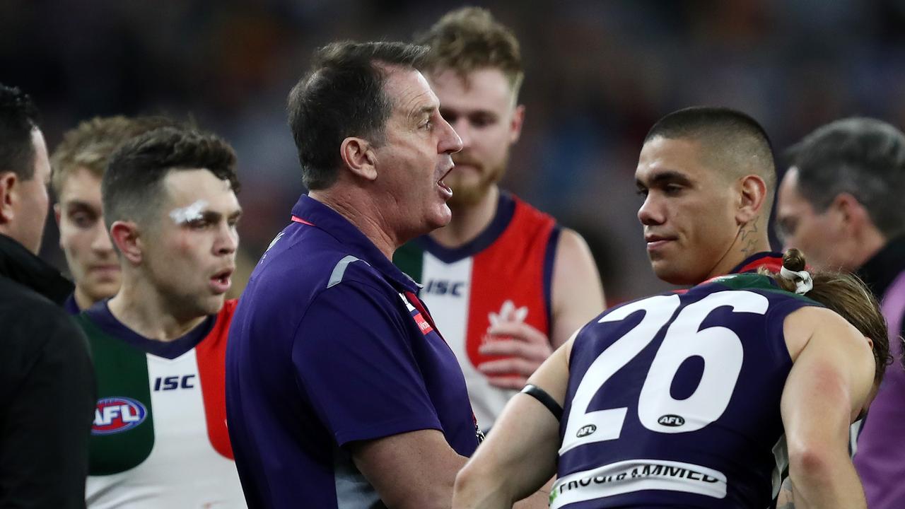 Ross Lyon during the Dockers loss to Essendon on the weekend. Picture: AAP