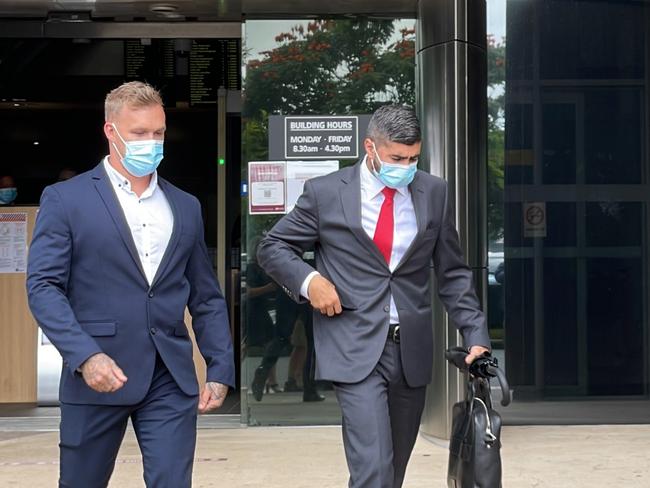 Zachary Samuel Maidment (left) leaves Southport Courthouse.