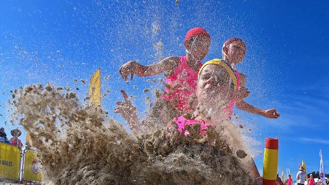 Redhead’s Sunny Hoffman secures a flag during the under-9 Male Flags event at the NSW Surf Life Saving Championships at Blacksmiths Beach on Friday, 28 February, 2020. Picture: Troy Snook