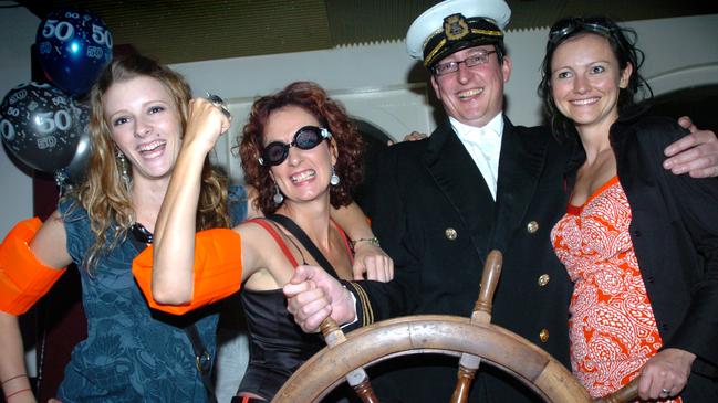 Paul “Wah Wah’s” 42nd birthday party with a “Titanic Theme” at Sugar Nightclub. Bianca Maseroianni, Madge Green, “Wah Wah” and Shelley Fraser.