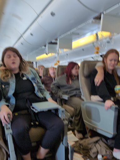 Distressed passengers after the incident. Picture: Twitter