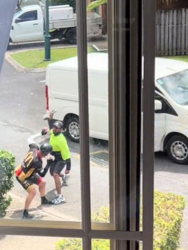 The postie appears to throw his scanner at one stage. Picture: TikTok