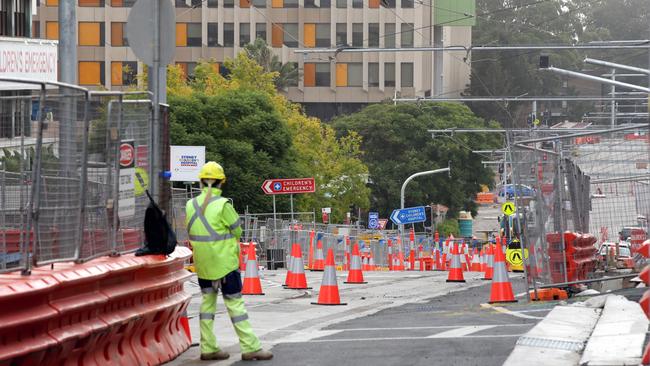 Doctors are concerned about access issues with High St being one way outside the Sydney Children's Hospital emergency department due to the light rail. Picture: Jonathan Ng