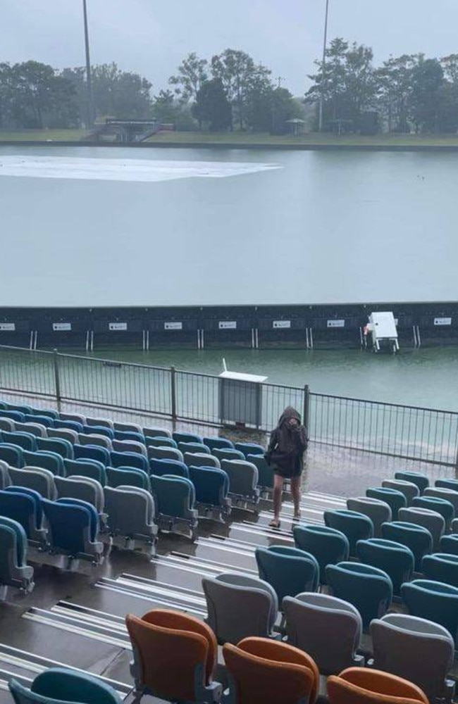 Despite major flooding, City of Coffs Harbour Council have pulled off the unthinkable by priming the pitch at C.ex Stadium for Wednesday's Big Bash League clash between Brisbane Heat and the Sydney Sixers. A soaked stadium at the weekend. Picture: Facebook / Supplied.