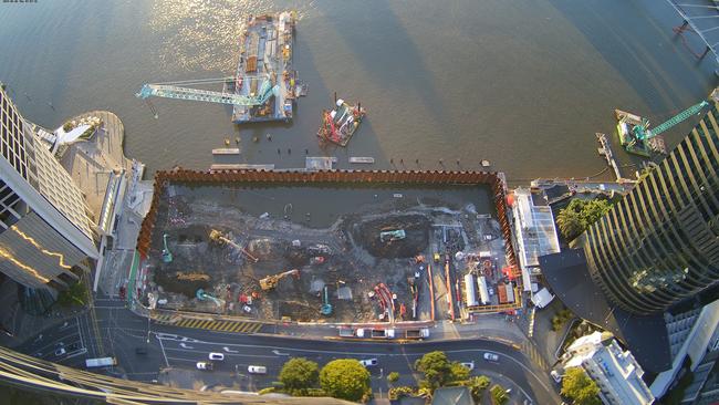 Aerial shot of the works underway at Waterfront Brisbane. Picture: Supplied