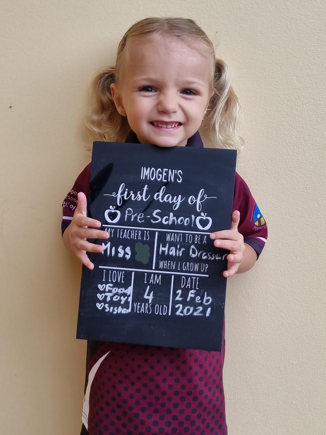 Imogen was super excited for her first day of pre school