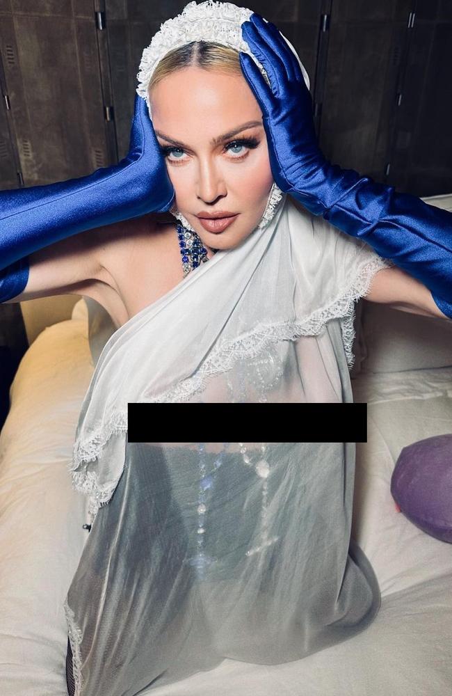 The singer’s veil was dangerously see-through. Picture: Madonna/Instagram