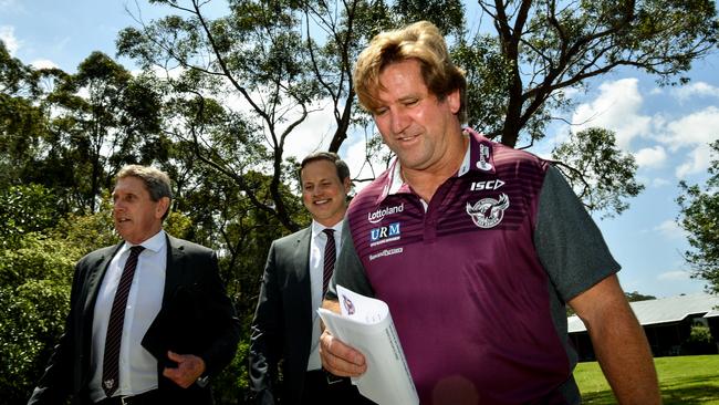 Des Hasler (right) with Scott Penn (C) and Lyall Gorman. Picture: AAP