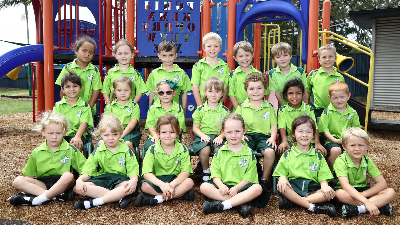 Coombabah Prep Prep C. Front Row: Orla Kavanagh, Molly White, Kiara Goldsmith, Indiana Brant, Olivia Layton, Ethan Conquest. Middle Row: Jaden Keating, Amelie Blundell, Elaina Wake, Summer Cherry, Elijah Hawkins, Sonny Varani. Back Row: Zane Hetet, Josie Primrose, Braylan Kervin, Parker Halford, Rory Robinson, Jason Wenban, Jack Dumaine. Photograph: Jason O'Brien