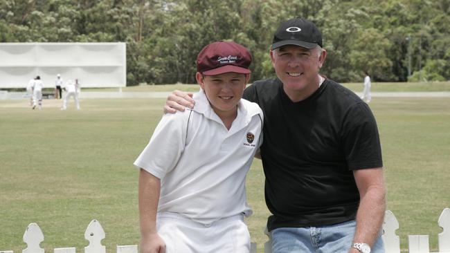 A young Ben McDermott with his dad Craig McDermott. Photo: David Thomas