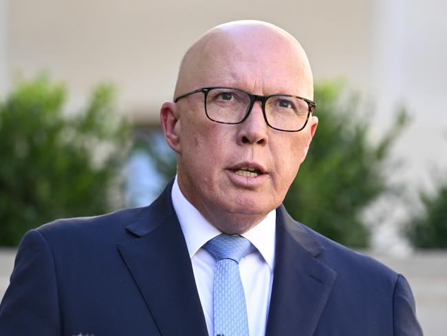 CANBERRA, AUSTRALIA  - NewsWire Photos - February 3, 2025: Leader of the Opposition Peter Dutton during the last post ceremony at the Australian War Memorial in Canberra. Picture: NewsWire / Martin Ollman