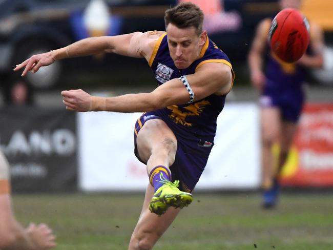 Ryan Mullett collects another disposal. Picture: James Ross/AAP