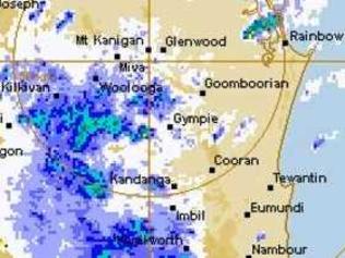 Heavy rain moving across the Gympie region on Wednesday morning. Picture: Contributed