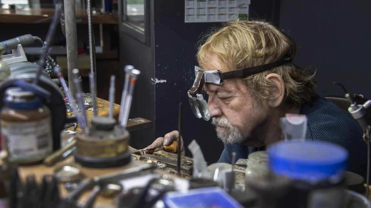 Master jeweller Graham Chibnall has been operating his boutique jewellery business since 1979. With a grin Graham says that business is brisk and the Covid outbreak is ‘going to save me’&#147; as much of his competition have not been able to remain open during the pandemic. Picture: Brian Cassey