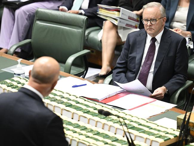 CANBERRA, AUSTRALIA  - NewsWire Photos - February 5, 2025:  Prime Minister Anthony Albanese and Leader of the Opposition Peter Dutton during Question Time at Parliament House in Canberra. Picture: NewsWire / Martin Ollman