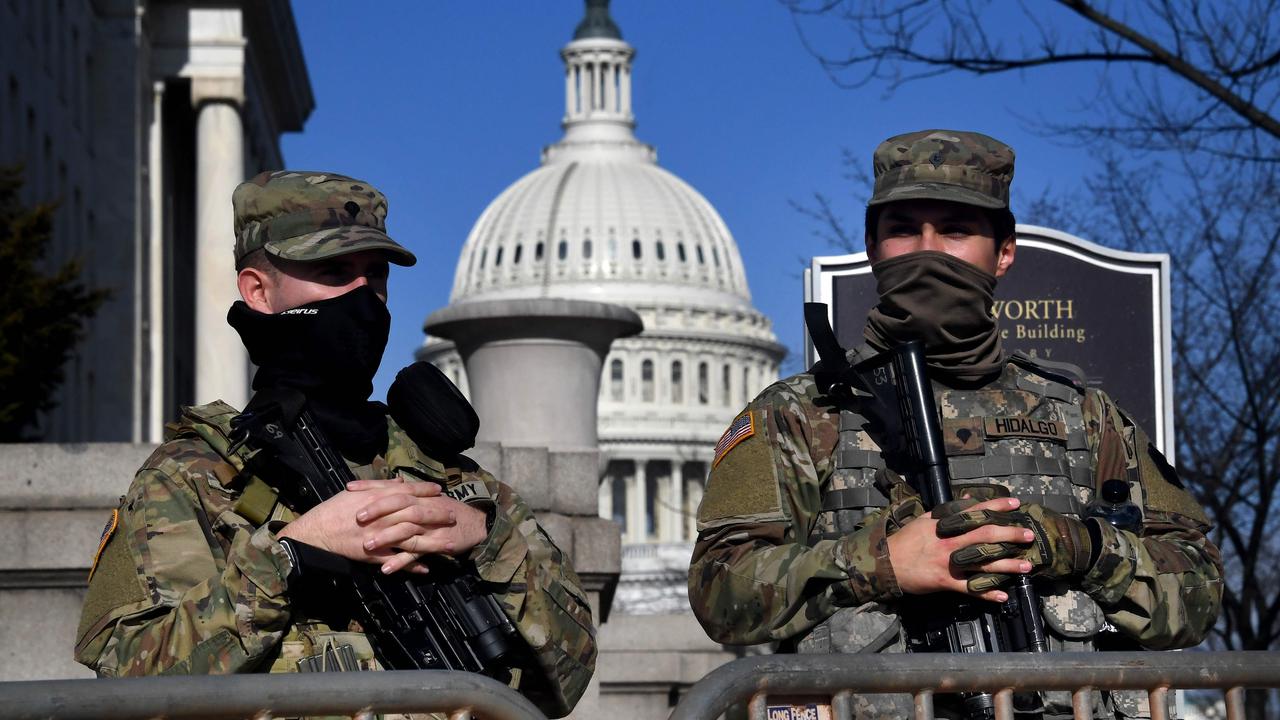 US National Guard soldiers provide security at the US Capitol. Picture: Olivier Douliery/AFP