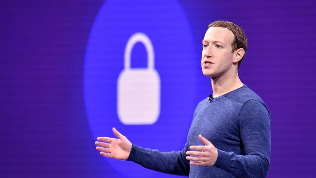 Facebook founder Mark Zuckerberg told reporters some information could not be securely shared with moderators working at home. Picture: JOSH EDELSON / AFP