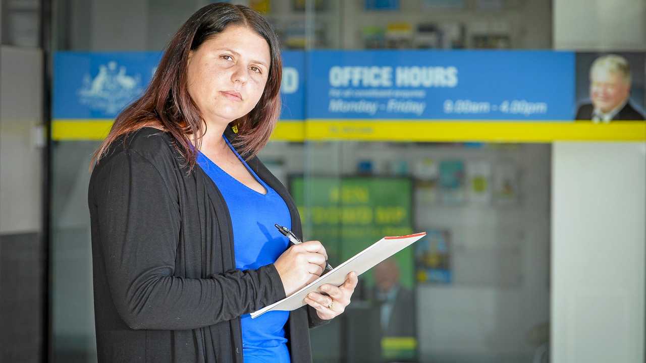 Angela Fredericks visited the office of Ken O'Dowd, member for Flynn on a weekend to show her solidarity for a Biloela family set to be deported. Picture: Matt Taylor GLA230618BILO