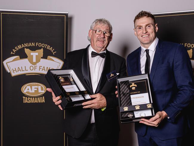 Tasmanian Football Hall of Fame at Wrest Point Casino on Friday 21st July. Inductees Rickie Dolliver and Mitch Robinson.Picture: Linda Higginson / AFL Tasmania