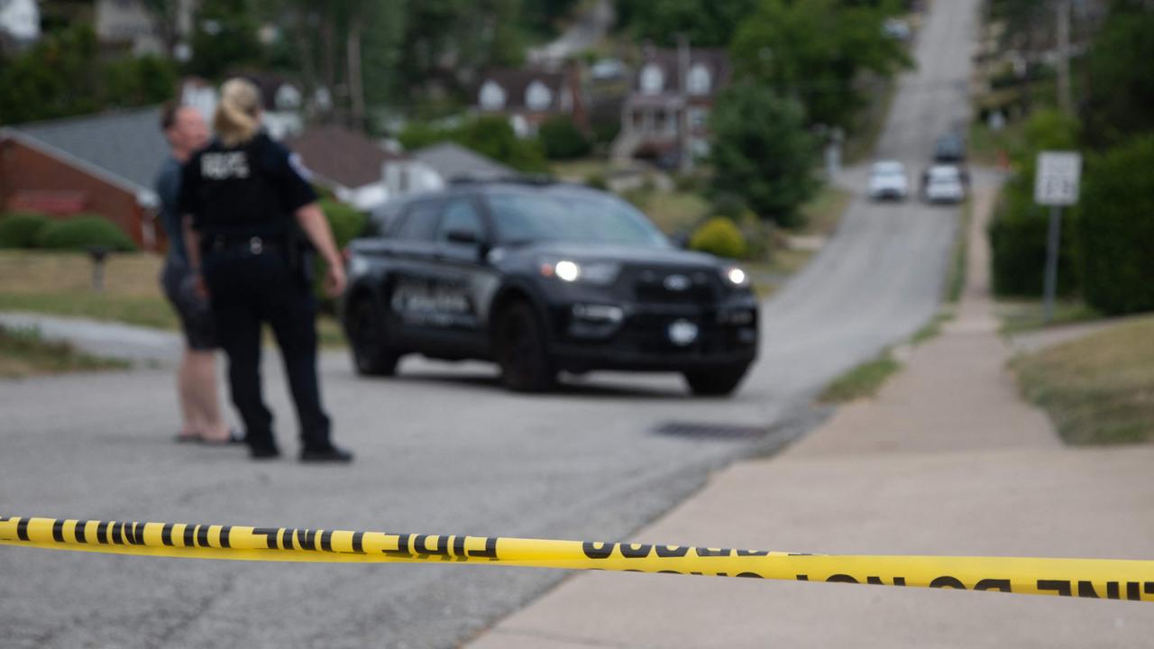 Police continue to block off roads around Crooks’ home as the FBI carries out its investigation into assassination attempt of former US President Donald Trump. Picture: Rebecca Droke/AFP