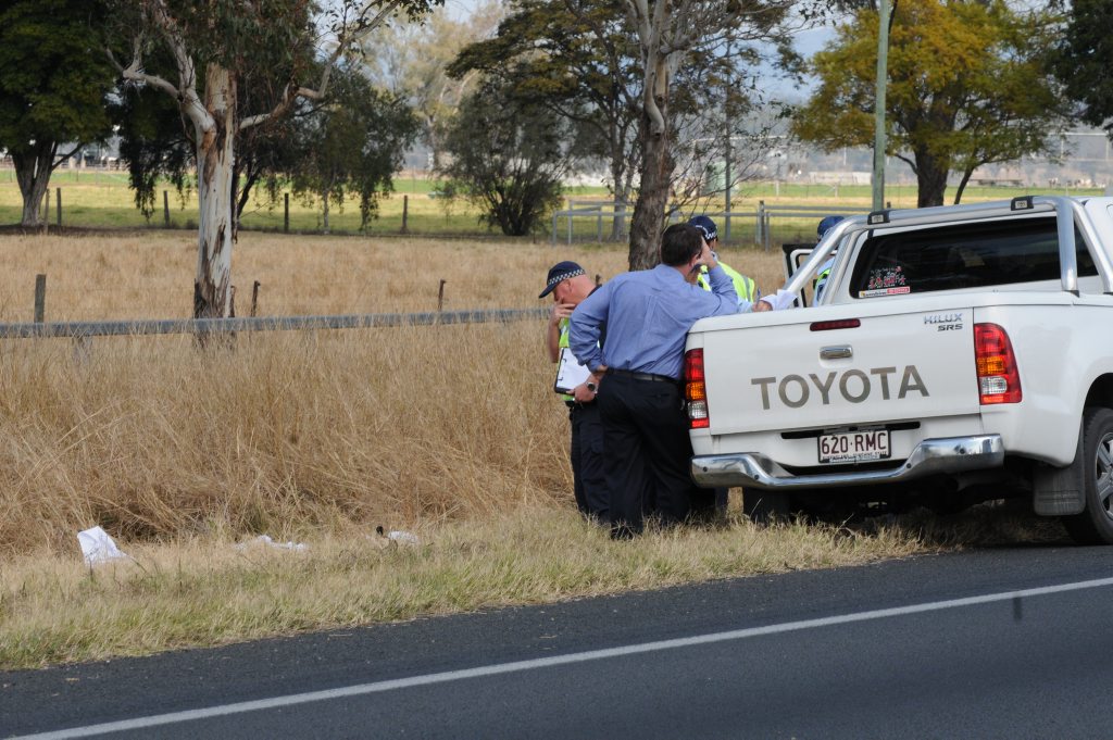 Police are investigating the hit and run on the Warrego Highway that killed a 26-year-old Chinese tourist last week. Photo Sarah Fleming / Gatton Star. Picture: Sarah Fleming / Gatton Star