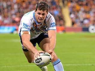 Former Grafton Ghosts flyer Anthony Don scores a try for the Gold Coast Titans during the round 10 NRL upset against the Melbourne Storm at Suncorp Stadium. Picture: Bradley Kanaris/Getty Images