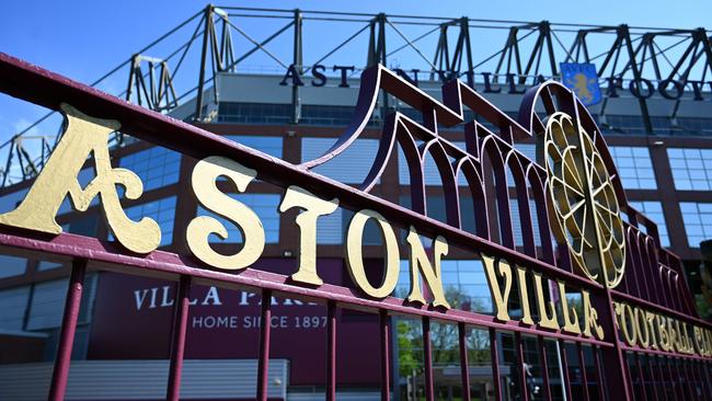 The gates of Villa Park, the home ground of Aston Villa, one of the clubs against playing out the EPL season at neutral venues. Picture: AFP