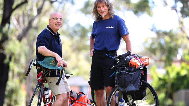 Mt Annan’s Rashid Khallouf and Bradbury’s Erich Hoffman will cycle 4000km from Perth to Macarthur from Saturday, September 2, to raise funds for Lifeline Australia. Pictures: Angelo Velardo