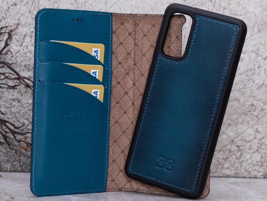 Etsy, Handmade Blue Leather Case with Detachable Magnetic Wallet by Bouletta Case.