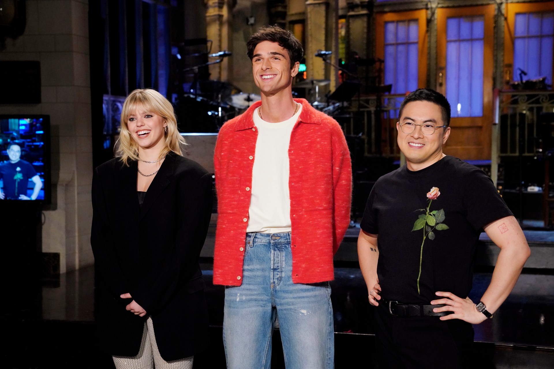 <p><em>Image credit: Getty Images</em></p><p>&nbsp;</p><p><strong>The red, collared cardigan&nbsp;</strong></p><p><br>Elordi&rsquo;s small-screen appearances have made full use of knits. For <em>SNL</em>, he appeared in this cherry-red button cardigan by The Elder Statesman. Made in fine cashmere, this epitomises Elordi&rsquo;s relaxed look and attitude.&nbsp;</p>