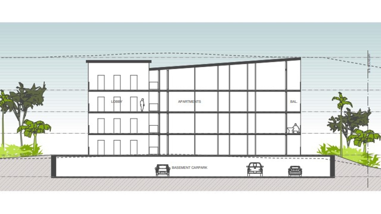 Indicative plans for the accommodation show a four storey building with an underground car park. Picture: Supplied