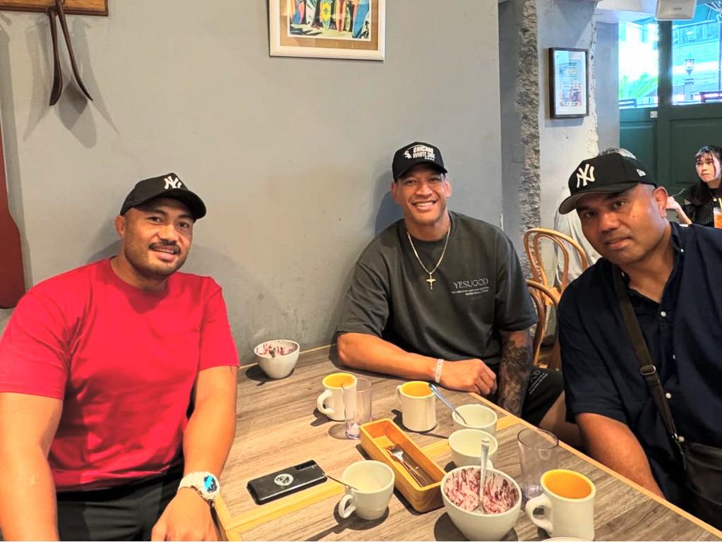 Sekope Kepu with Israel Folau and Wycliff Palu in Japan.