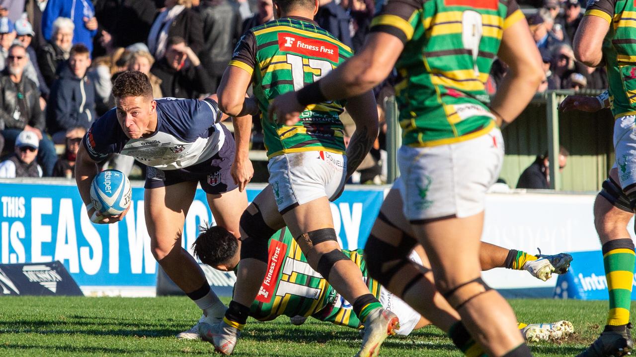 Shute Shield action at TG Millner Sportsground in Eastwood, NSW. Saturday 13th July 2019. The club held a “Back to Eastwood Day” with players from the 1969 and 1999 teams present. (AAP IMAGE/Jordan Shields)