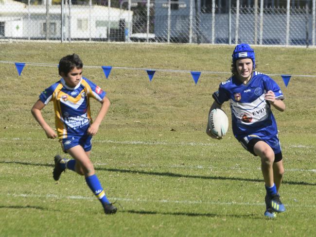 Action in the under 13 boys Group 1 game between the Grafton Ghosts and the Marist Brothers at Frank McGuren Field on Saturday.