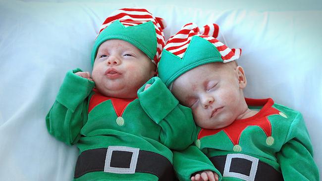 Babies Caylan and Emerson Toye were born nine weeks premature. Picture: Jamie Hanson