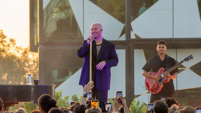 British singing superstar Sam Smith at their exclusive show at d’Arenberg Cube on Wednesday night. Picture: Ben Clark