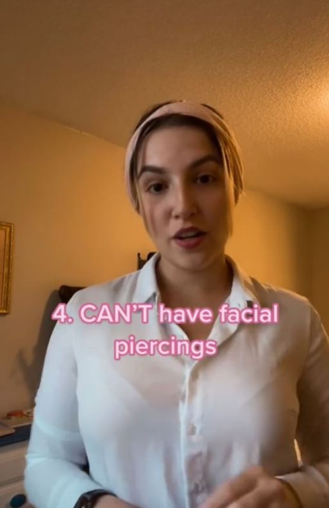 Another rule is they can’t have any facial piercings. Picture: TikTok/wendy.sarmiento
